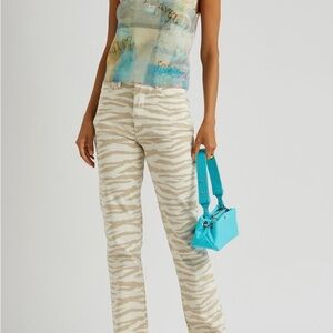 Ganni Beige Zebra Print Fabric